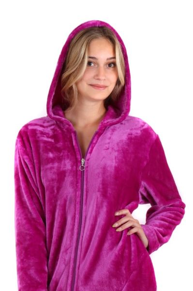 SIENA dlouhý župan s kapucí a zipem, Fuchsiová, vel. L, galerie